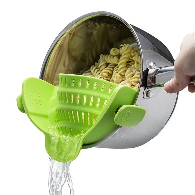 

Kitchen Gizmo Strain Pot Strainer Adjustable Silicone Clip On Strainer for Pots