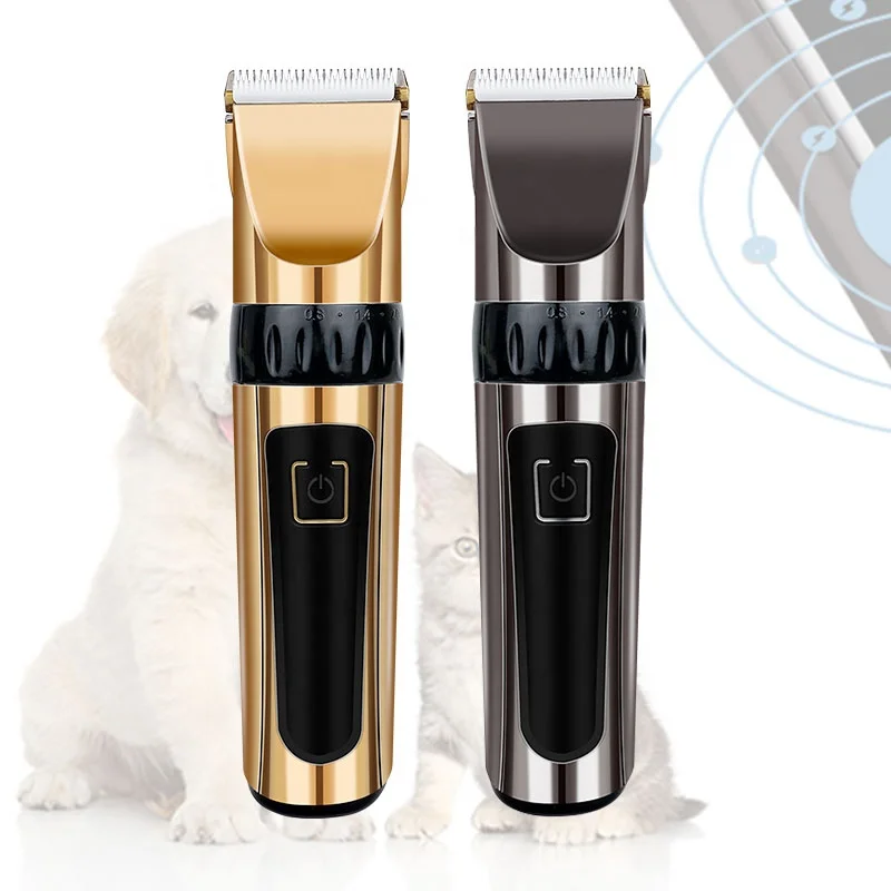 

Rechargeable Low-noise Pet Electric Hair Clipper Remover Cutter Grooming Cat Dog Hair Trimmer Electrical Pets Hair Cut Machine, Gold/sliver