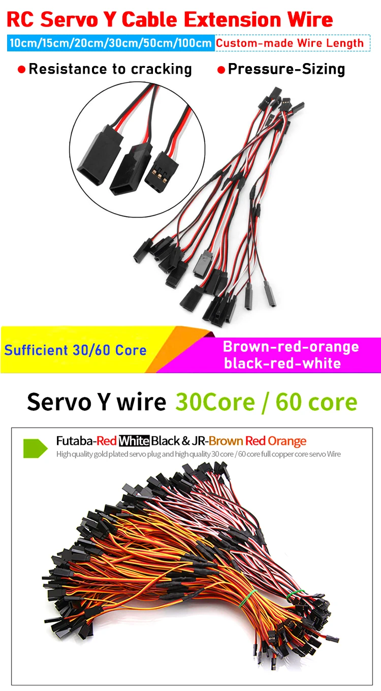 YO-HAPPY 10Pcs 150mm Servo Extension Wire Lead Cable For RC Futaba JR 15cm Male to Female