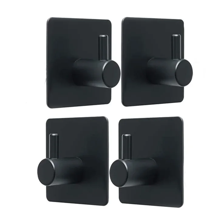 

Stainless Steel Black sticker adhesive hook kitchen towel hooks 4 pack
