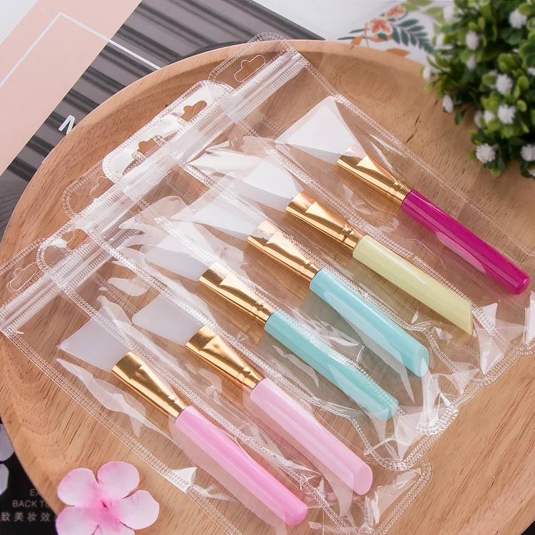 

Hot selling logo customize vegen silicone plastic Mask Applicator Face Mask Brush makeup tool, Pink/ yellow/ green/ white/ black