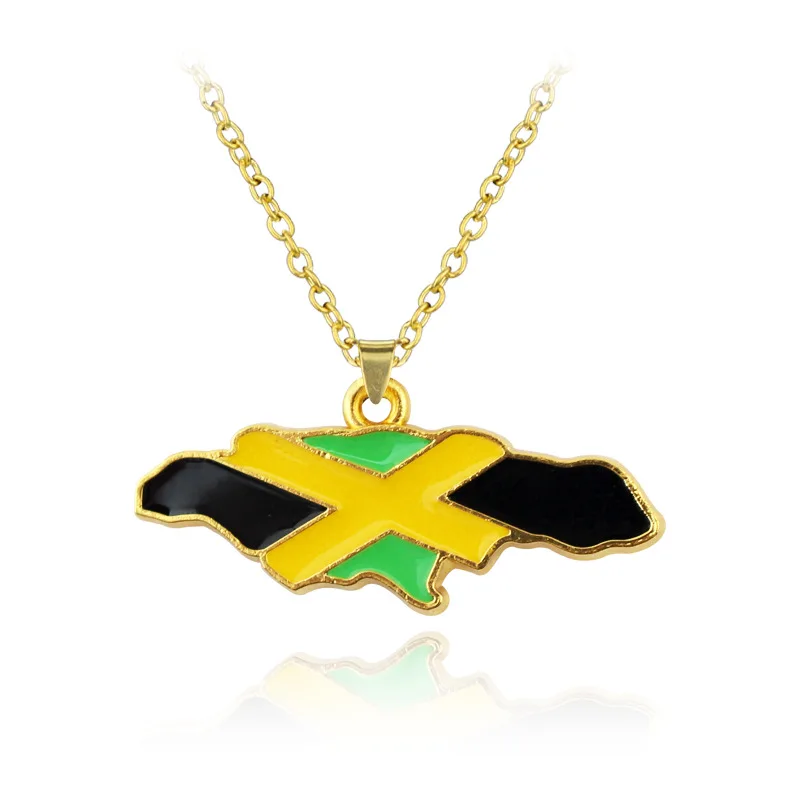 

Jamaican Pendant Chain Jewellery Stainless Steel 18 K Gold Plated Jamaica Map National Flag Necklace