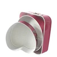 

Pink Color Printing Carton Steel Leakproof Non-Stick Cake Pan Springform Cake Pans Rectangle Round Heart Shaped Set of 3 Pieces