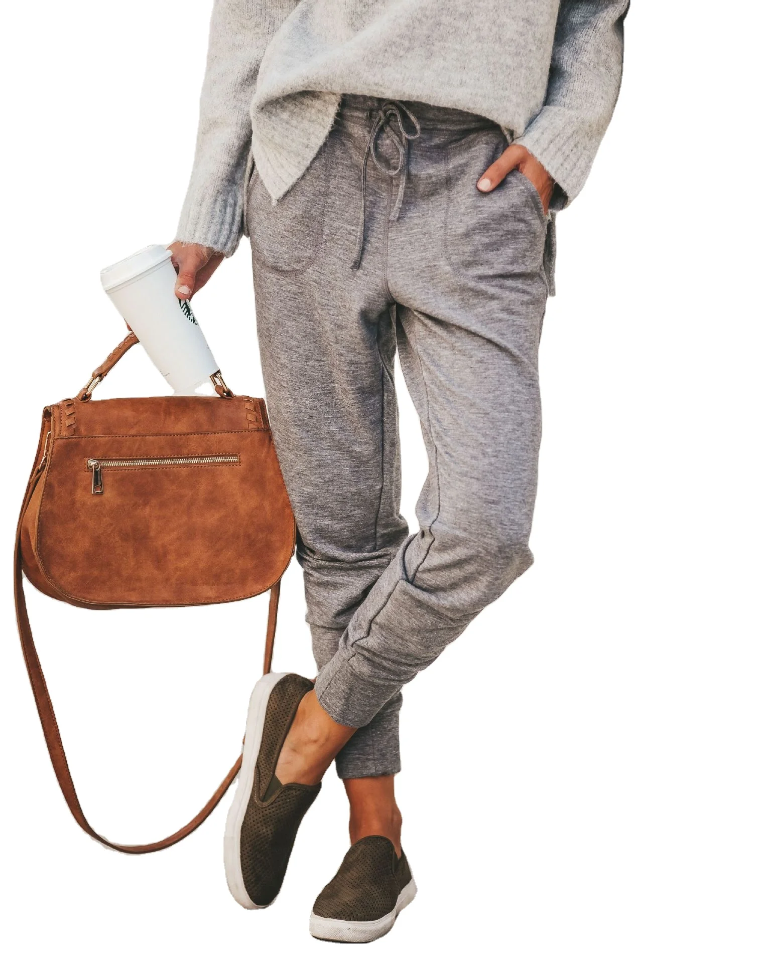 

Selling Women's Elastic Lace Up Casual Pants Loose Pocket Leggy Pants