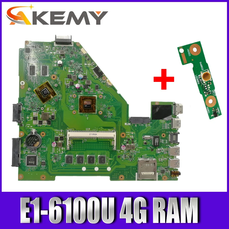 

X550WE Motherboard E1-6100U 4Gb RAM For Asus X550W X550WE X550W D552W X552WE Laptop motherboard X550WE Mainboard test 100% OK