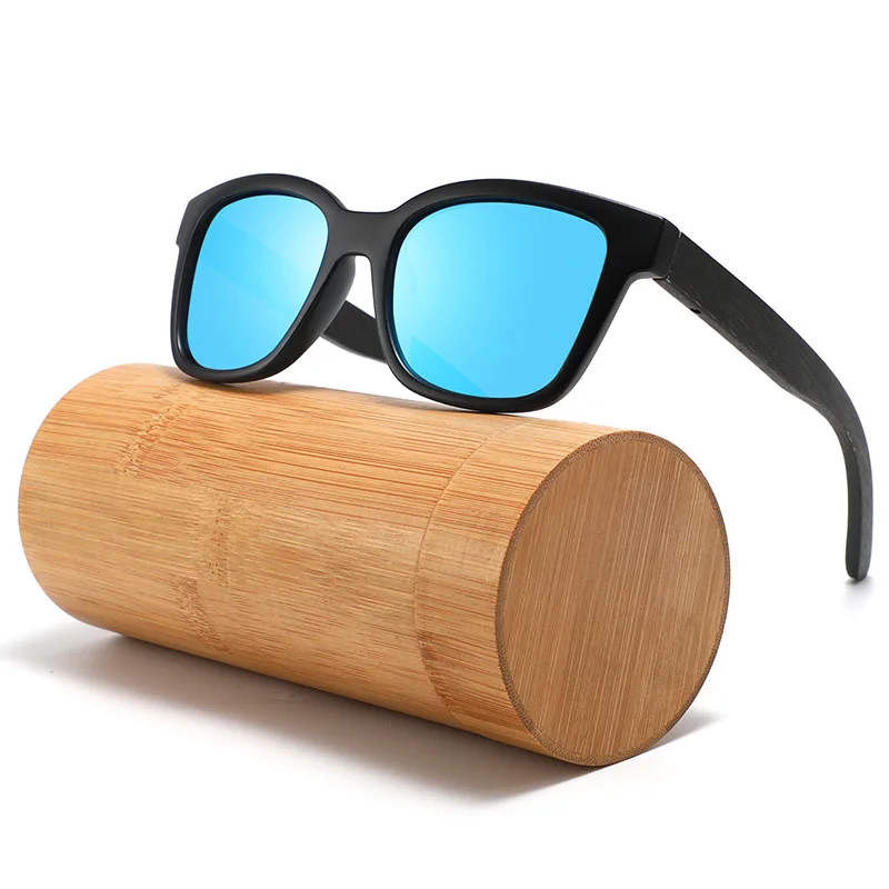 

Good Quality round retro polarized bamboo wooden mirror lens sunglasses PC frame wood spring temples sun glasses for Man Women