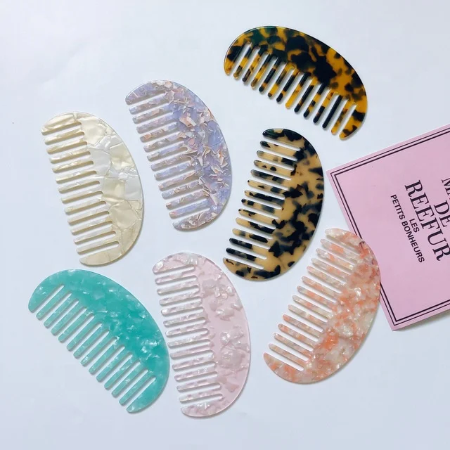 

anti static peine marble cellulose acetate wide tooth acrylic hair comb with logo