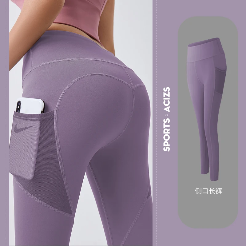 

Hot selling OEM workout running Leggings Customized Logo Breathable Sexy Hight Waist Gym Seamless Yoga Pants With Phone Pocket, Customized colors