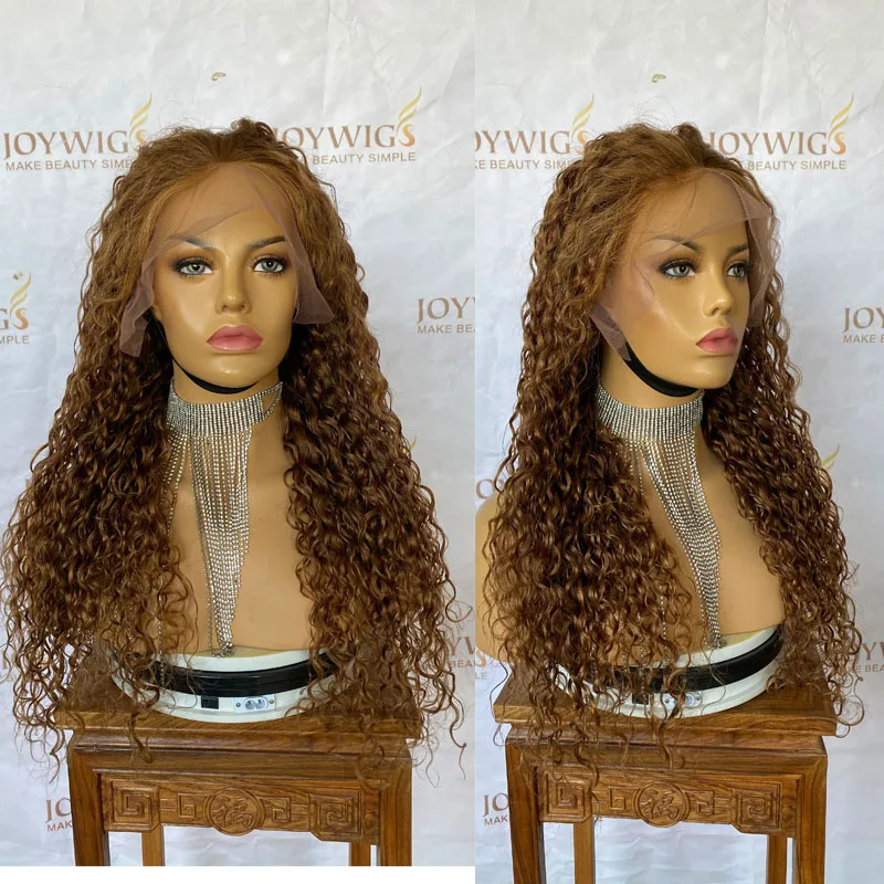 

Curly Wig Human Hair Lace Frontal Wig Brazilian 22inch 180% Honey Blonde Ombre Color 13x4 Swiss Lace , Pixie Bob Wig