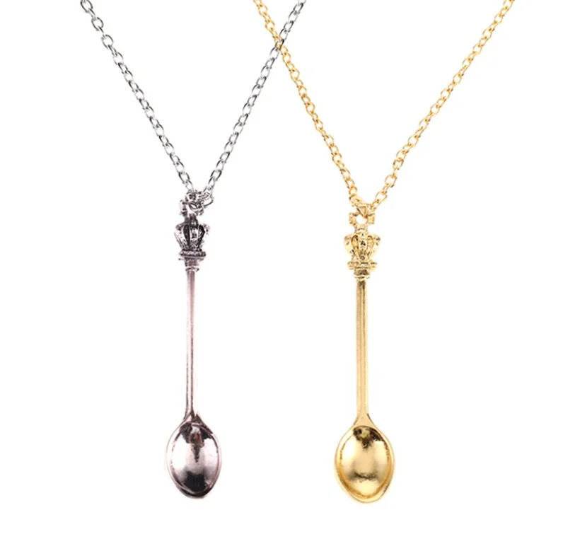

New Crown Mini Classic Royal Alice Snuff Wholesale spoon necklace for ladies, Gold and silver