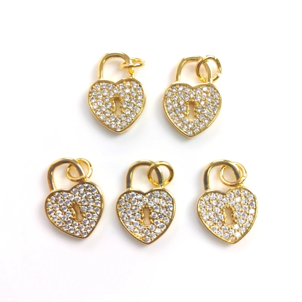 

2021 Hot Products Peach Heart Gold Plated Micro-inlaid New Pendant Lock Charm Small One Fresh Style For Women Bracelet Jewelry, Multi color