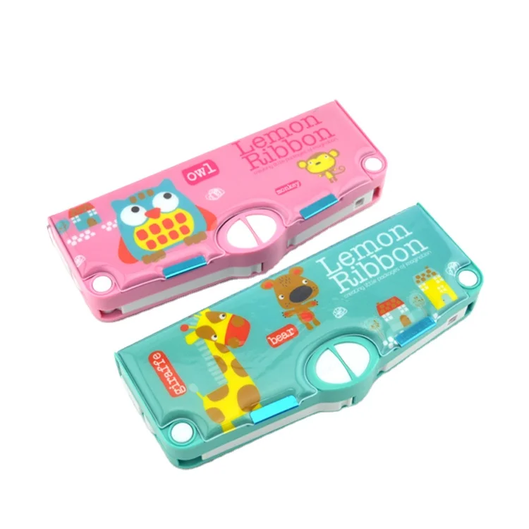 

Hot Sale Factory eco-friendly plastic rectangle Pen Case Multi-functional Large Capacity Cute School Stationery Pencil Case