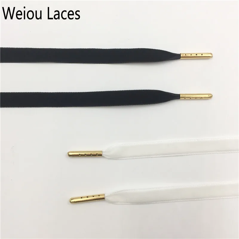 

Weiou Flat Velvet Ribbon Shoelaces Black White Shoe Laces for Sneakers with Gold Tips Cheap Suede Shoe String Wholesale, Customized
