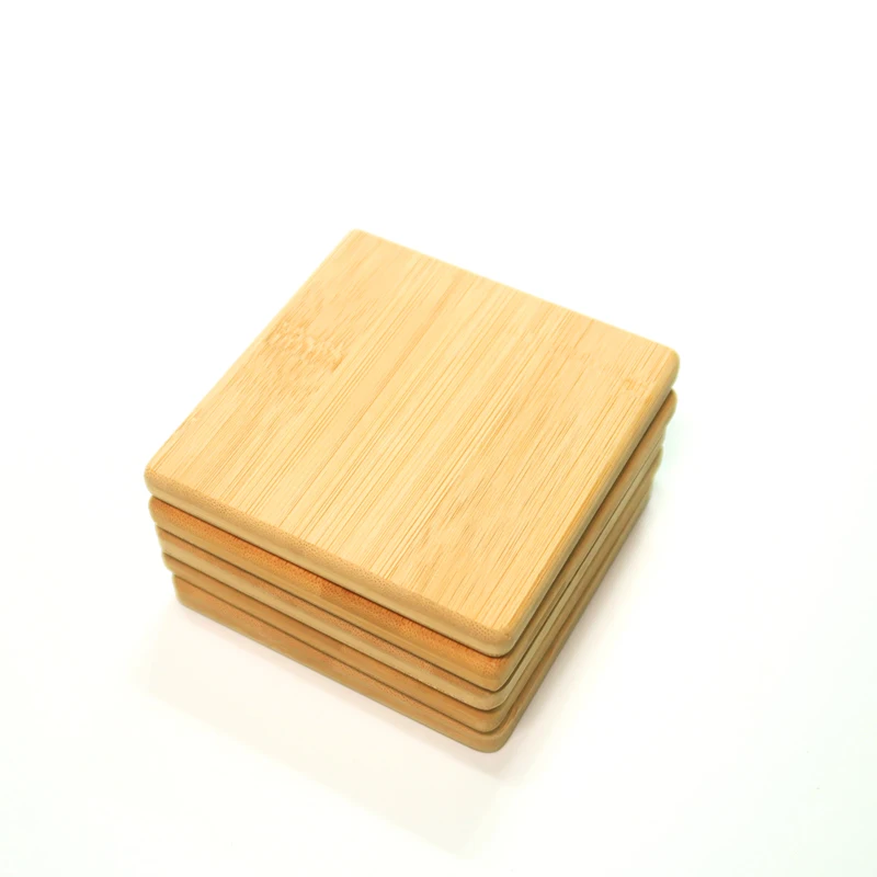 

Wholesale Low MOQ 5 pcs Square Coaster Set Bamboo Coaster