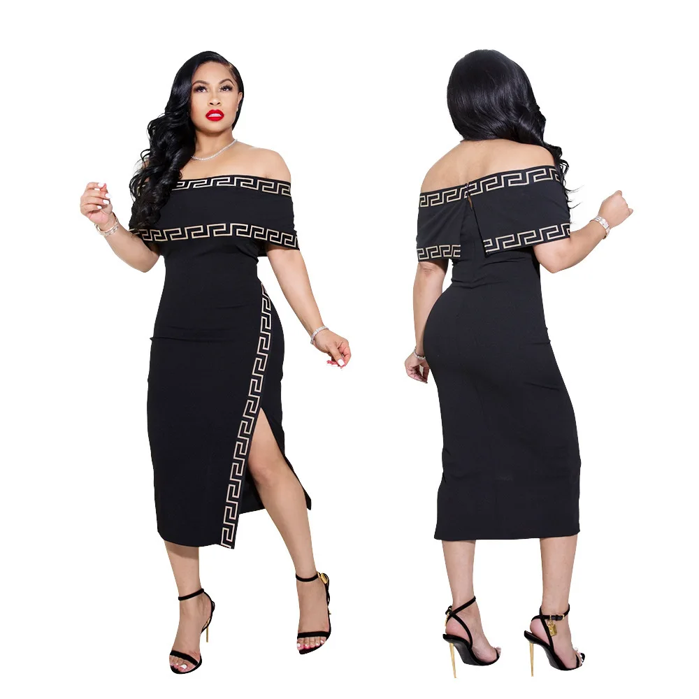 

DP1690 High Quality Sexy Temperament Off Shoulder Split Party Dress Evening Women Elegant Casual Dresses Girls Dresses