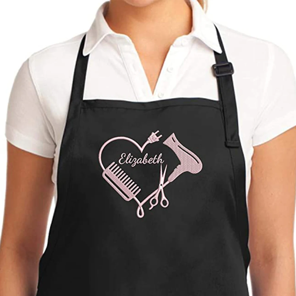 

Custom Apron Hairstylist hair dresser Aprons Embroidered Personalized Hair Cutting Aprons for Women Men, Black or custom