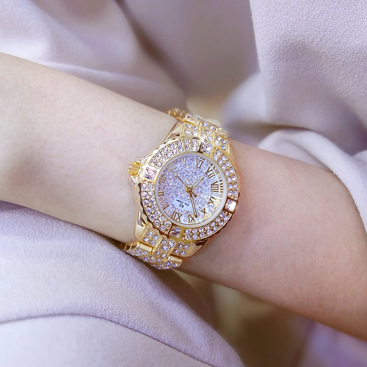 ins popular full of rhinestone diamond luxury quartz women