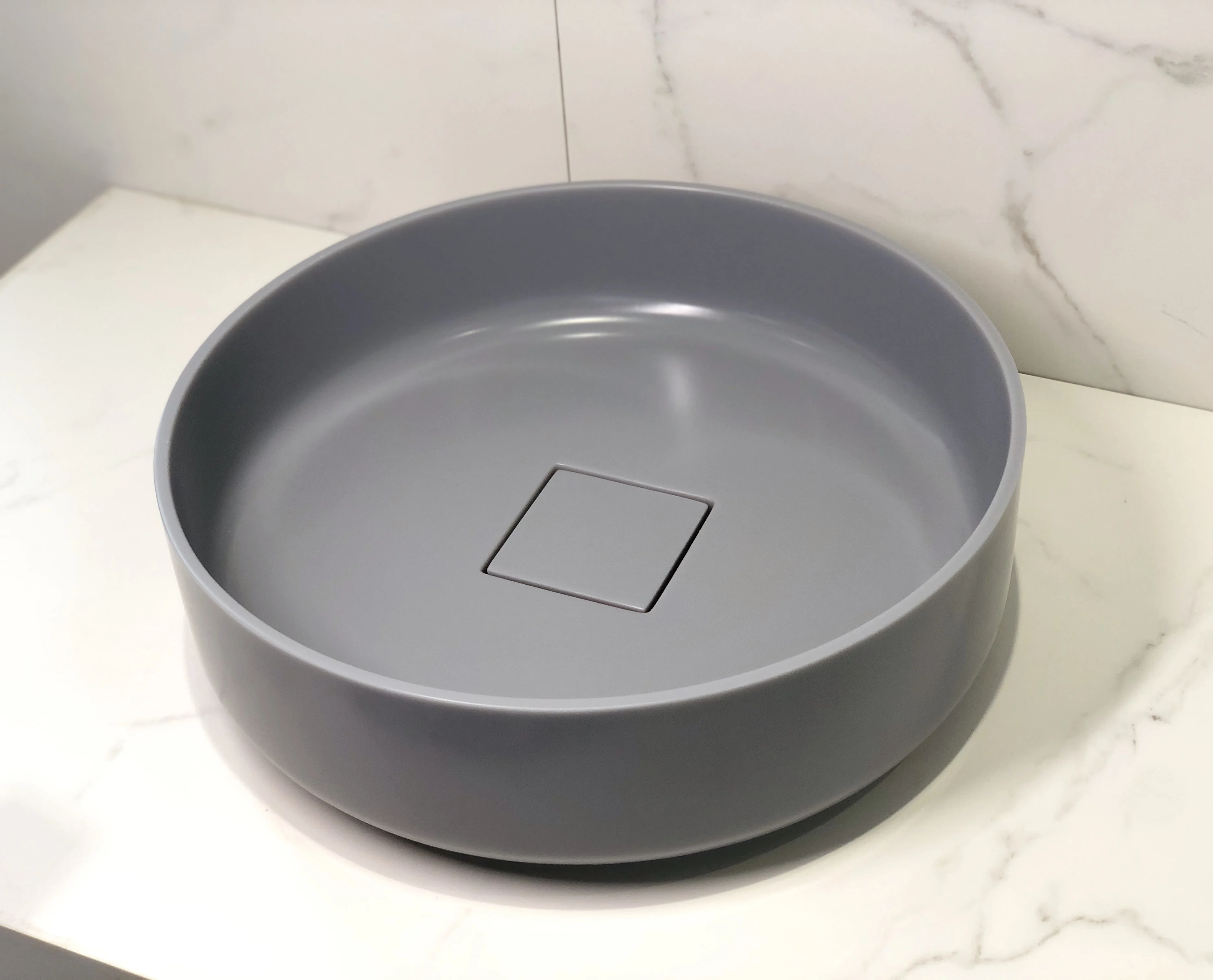 Round Modern Solid Surface Bathroom Vessel countertop Sink