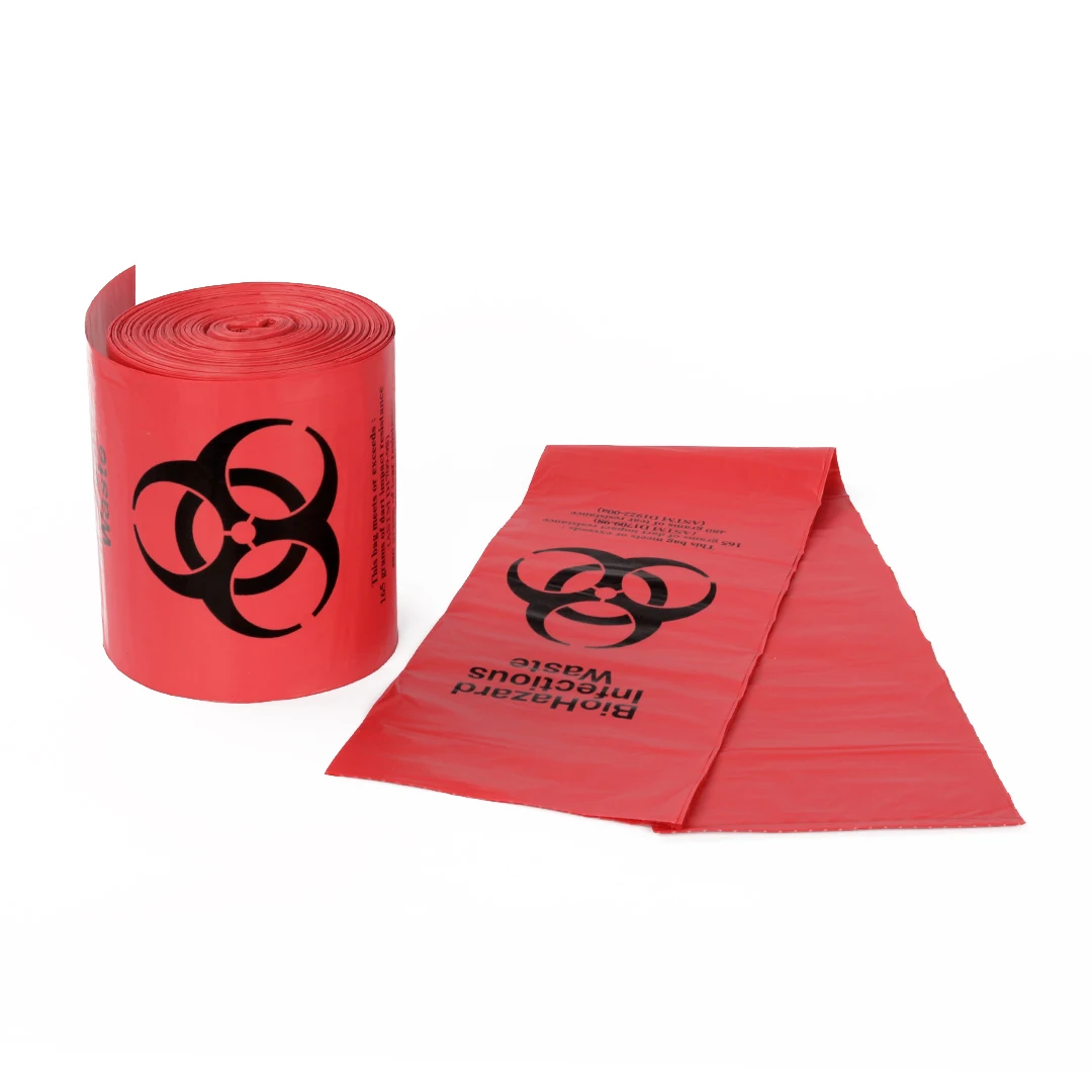 Red Hdpe Ldpe Disposable Bio Medical Waste Bags Biohazard Bags For