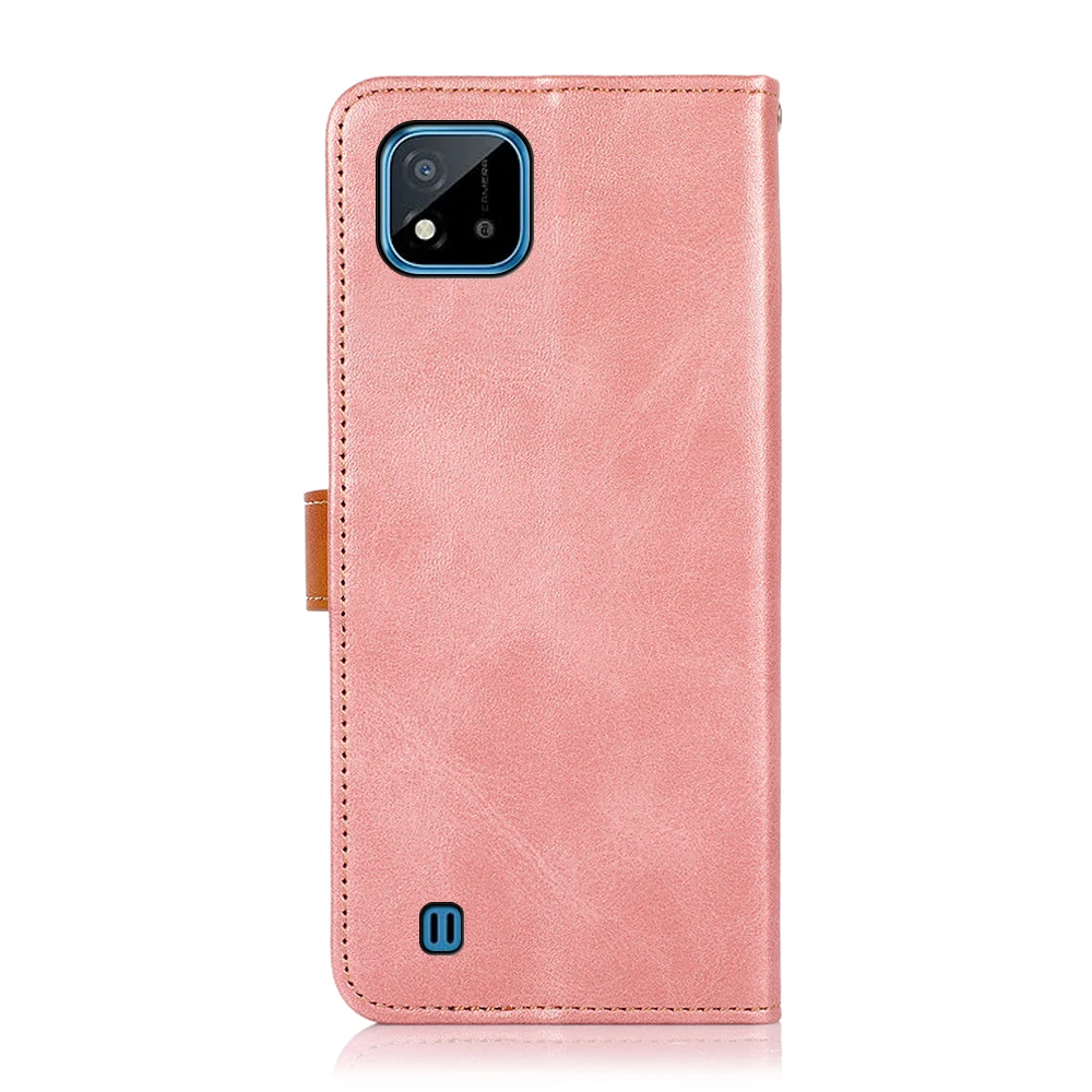 

Gold button two color cattle pattern PU Leather Flip Wallet Case For OPPO REALME C20 /C11 2021, As pictures