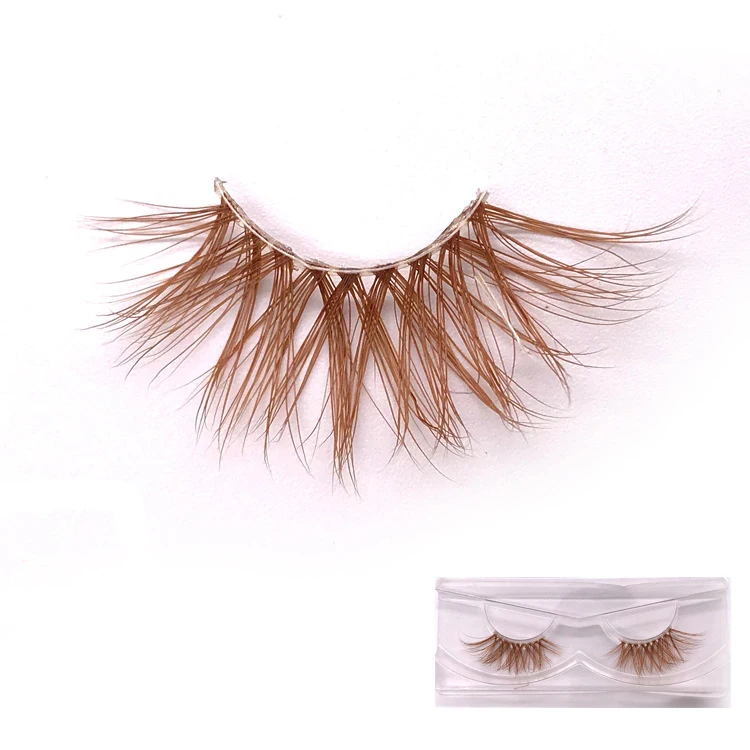 

Wholesale Brown False Color Strip Eyelash Packaging Box Brown Mink Eyelashes