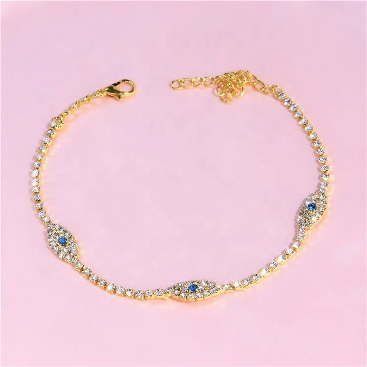 

Wholesale Color Demon Eye Anklet Simple Personality Geometric Retro Rhinestone Anklet, Picture shows