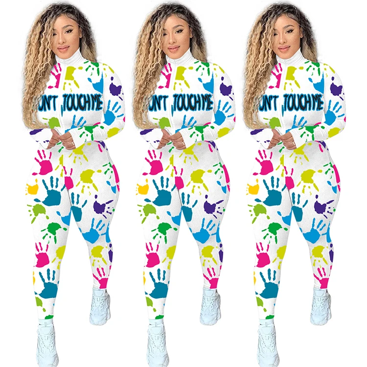 

High Quality Long Sleeve Zipper Multi-colored Fitness Jogger Jumpsuit With Finger Hole