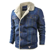 

2020 Hot Selling Winter Mens Plus Velvet Thick Sherpa Lined Motorcycle Jacket Trucker Denim Jean Plus Size Jacket