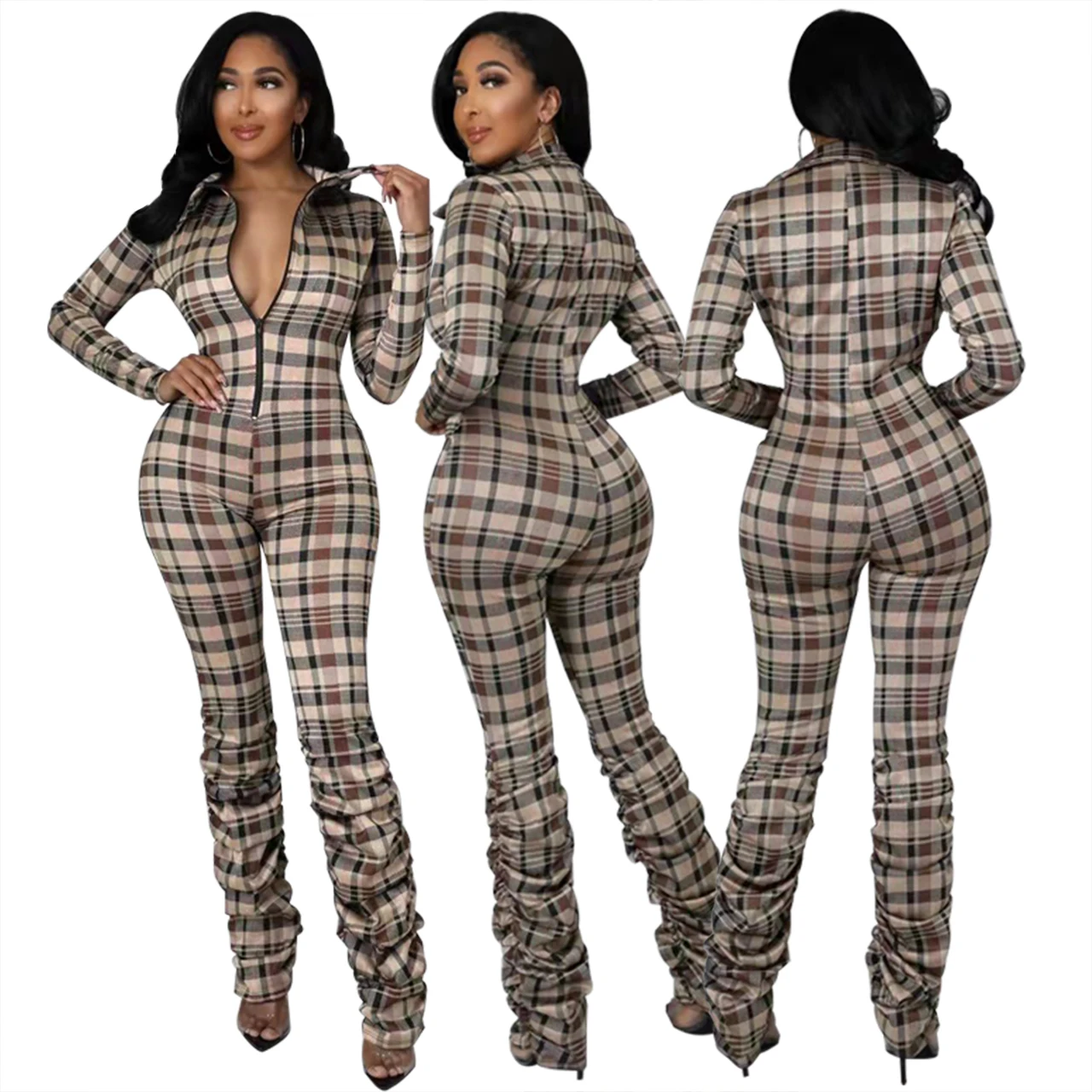 

Fast Dispatch Print Lattice Rompers Deep V Neck Women Custom Jumpsuits Playsuits Zipper Bodysuits For Ladies