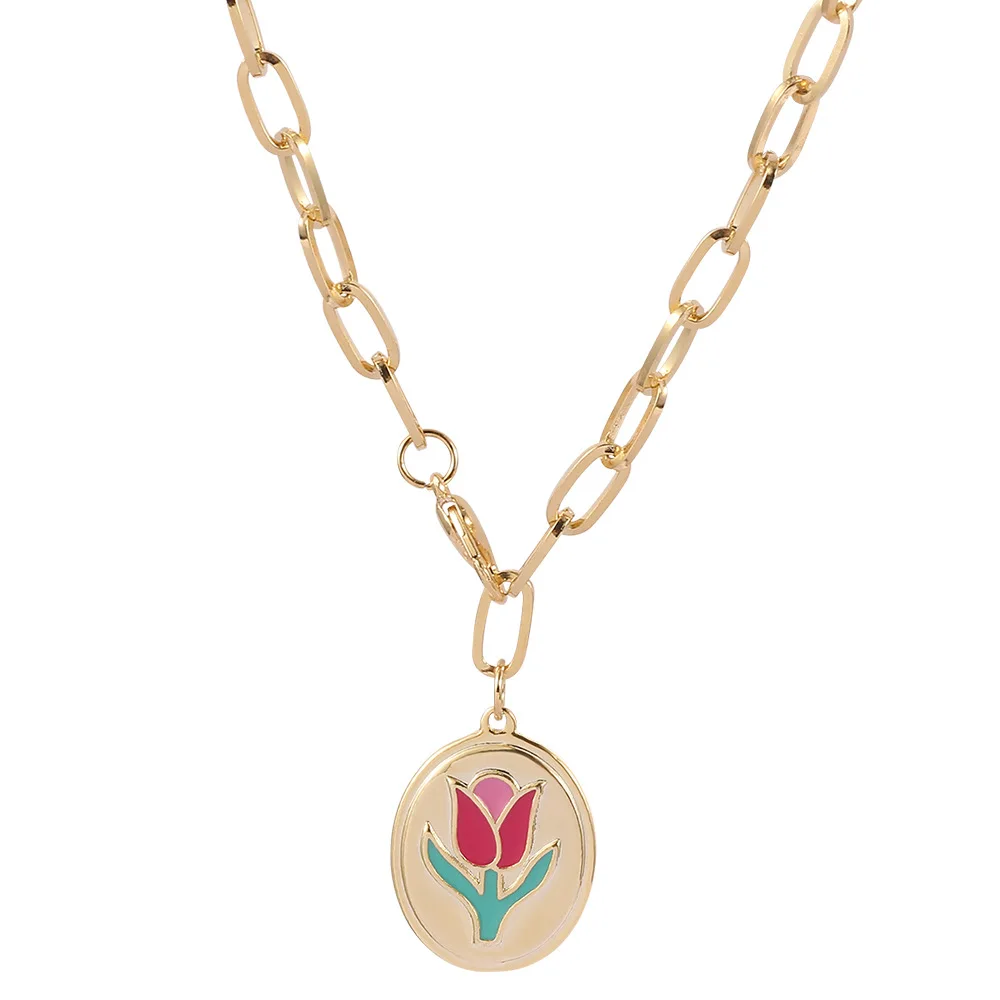 

Hot New Fashion Versatile Metal Golden Flower Daisy Tulip Four-Leaf Clover Bracelet Necklace Ring Set