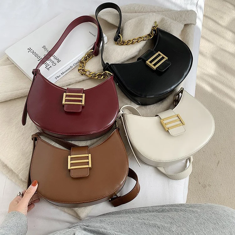 

Saddle Bag Handbag 2021 Ladies Pu Handbags Retro French Niche Foreign Sacs Bag Women Handbags, Black,white,burgundy,brown