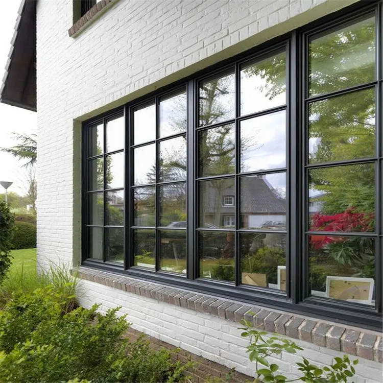Topwindow Aluminum 4 Panels Casement Windows Aluminium Frame Casement Window With Tinted Glass