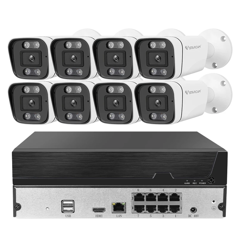 

5MP HD Switch Free Remote Pickup infrared Night Vision 8 Channel CCTV Security Camera System POE Way Audio IP Camera NVR Kit