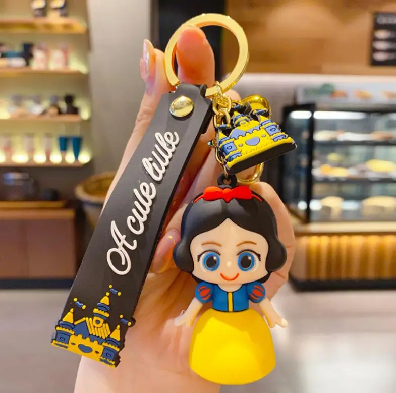 

Free Shipping metal Keychain Princess Toys Ariel Bella Snow White Action Figure Woman Bag pendent jewelry, Colorful