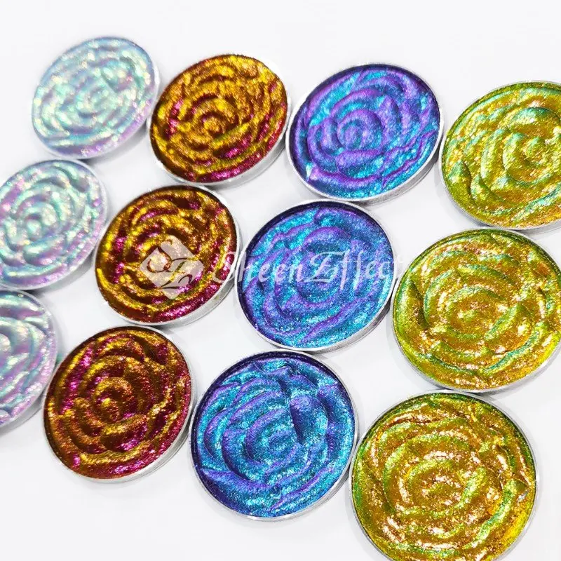 

create your own makeup palette mirror 26mm Round multichrome chameleon palette