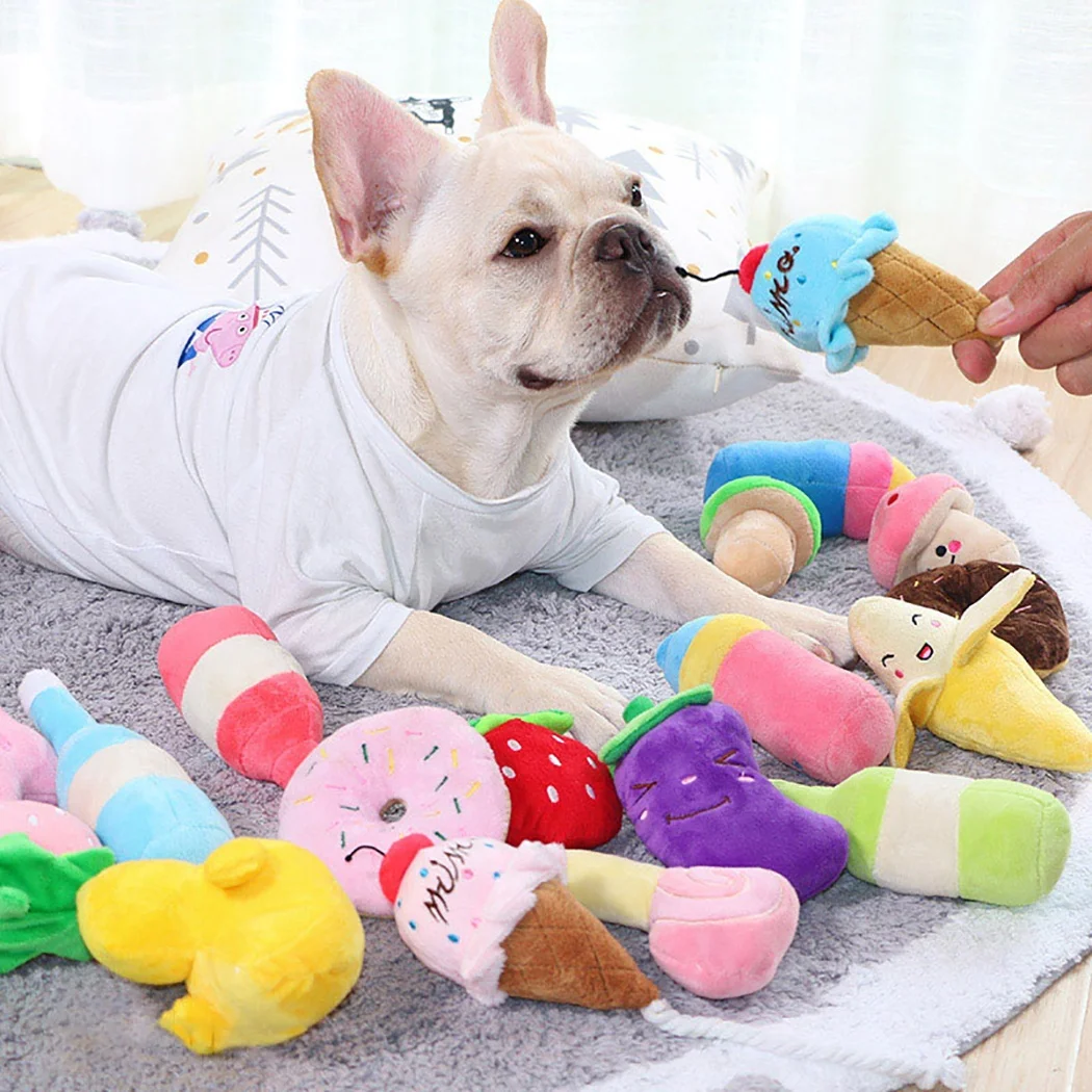 

Sohpety Pet Duck Elephant Pig Shape Plush Sound Squeak Durable Swing Squeaky Teeth Cleaning Stuffed Dog Toy, Picture