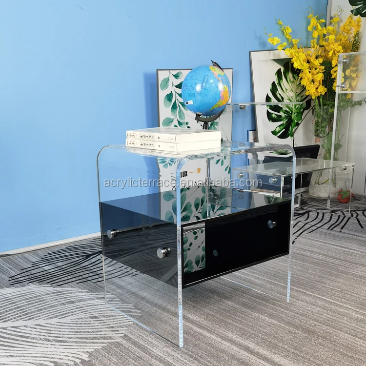 

Fancy acrylic side table with book drawer