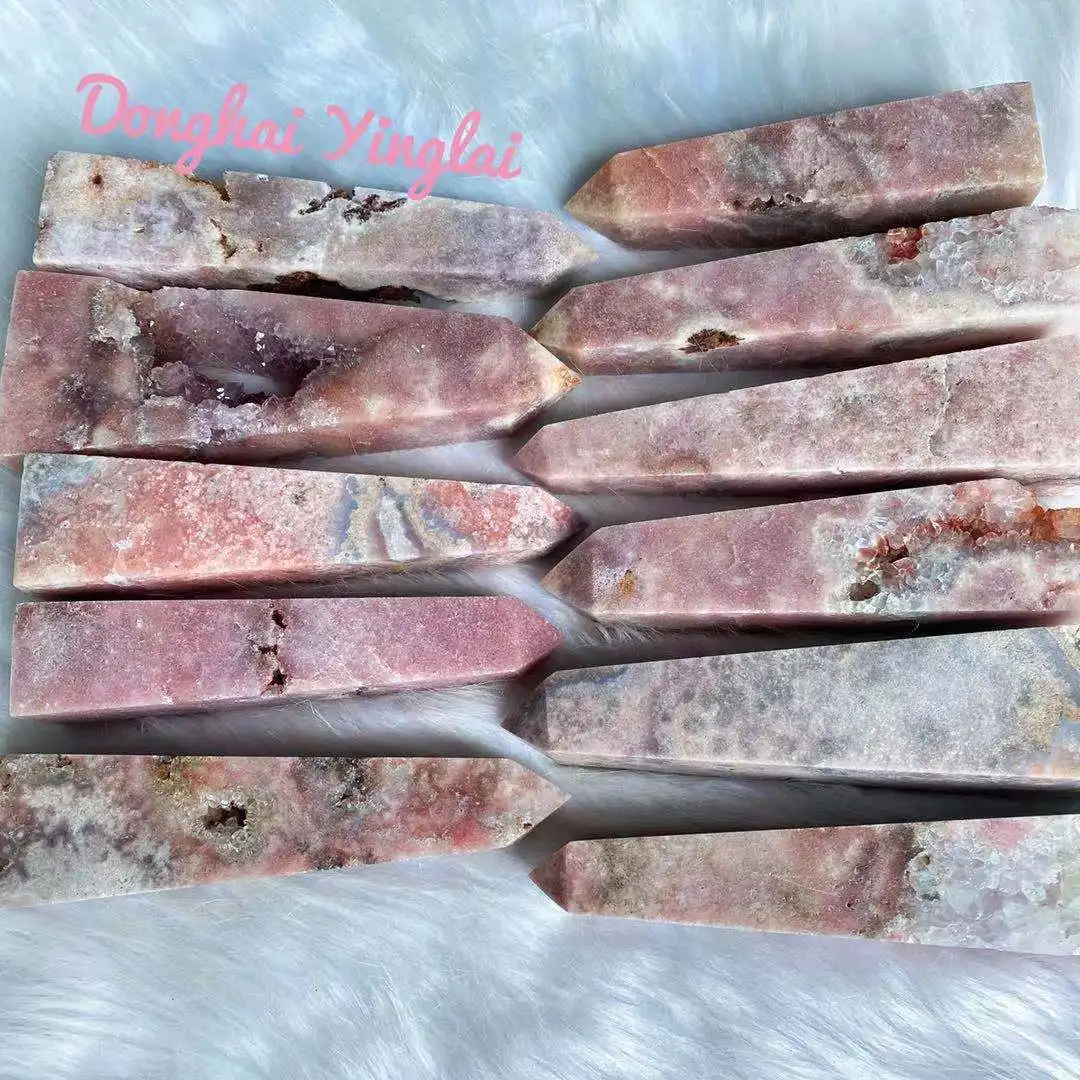 

Hot sale products natural crystal healing stones folk crafts gemstone wand pink amethyst point
