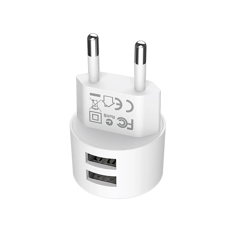 

Factory Price 2 USB charger EU wall charger US plug-in charger, White