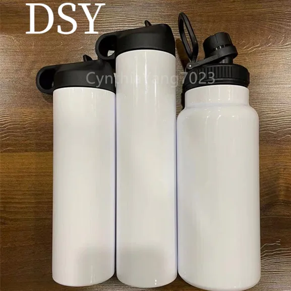 

White Sublimation Blanks 18oz 25oz 32oz Straight Water Bottles girl boy sports thermos with sippy straw lid