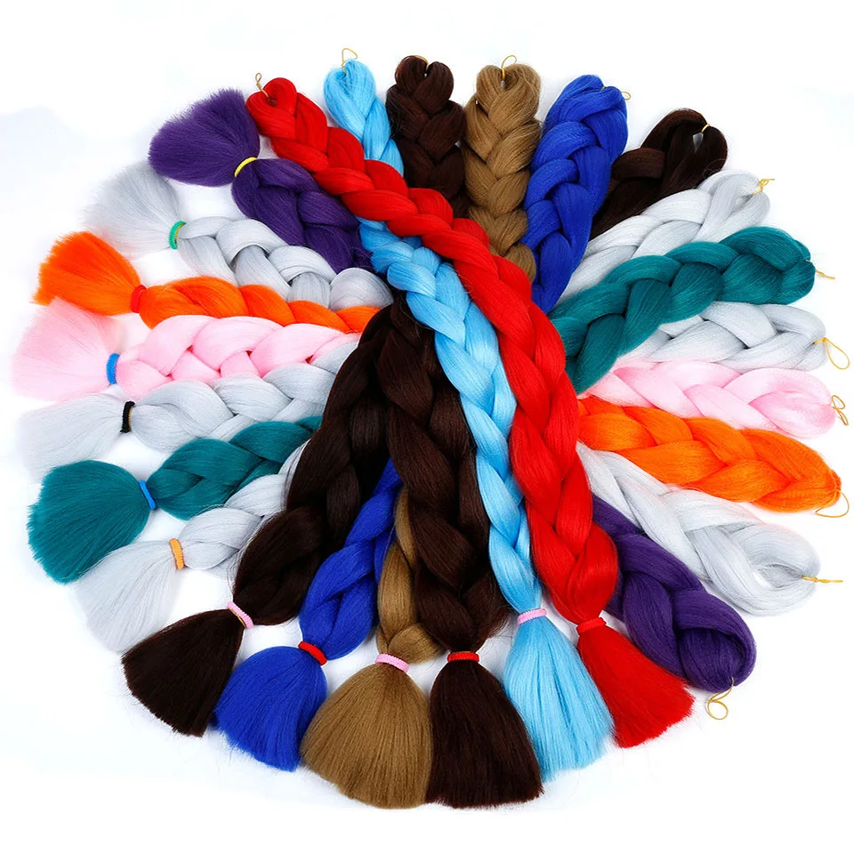 

Wholesale xpression braiding hair high temperature fiber jumbo hair braid 24 inch 100g braiding hair pre stretch