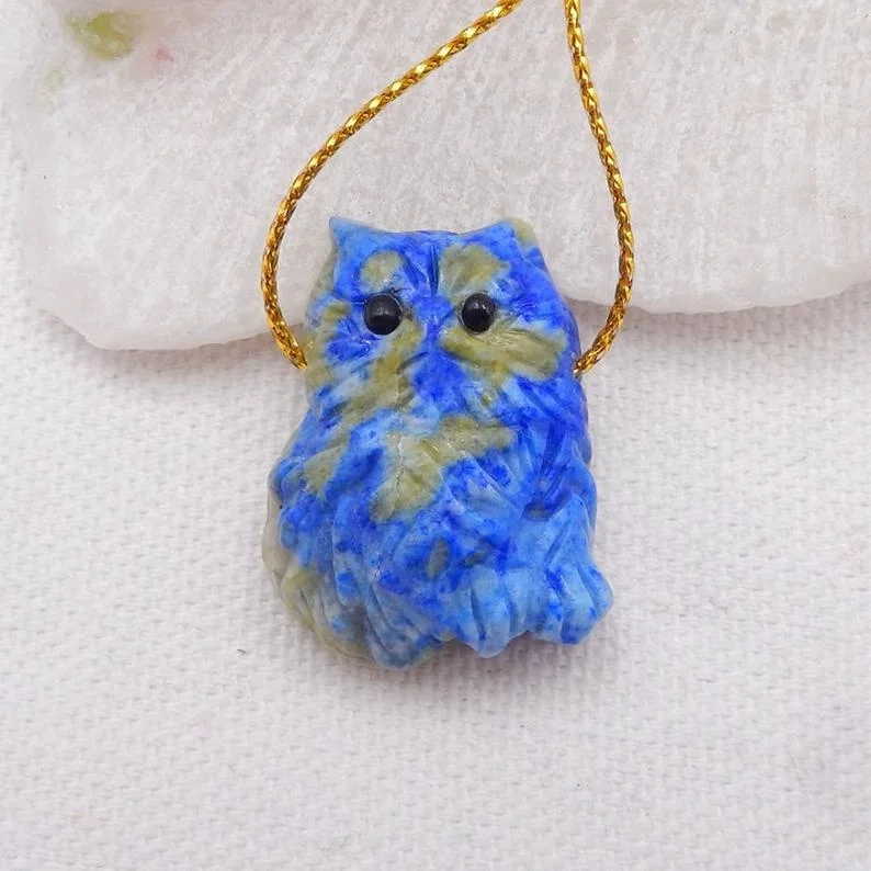 

Animal Carvings Supply Gorgeous Hand Carved Lapis Lazuli Gemstone Cat Pendant For Necklace, , 15.2g, Natural