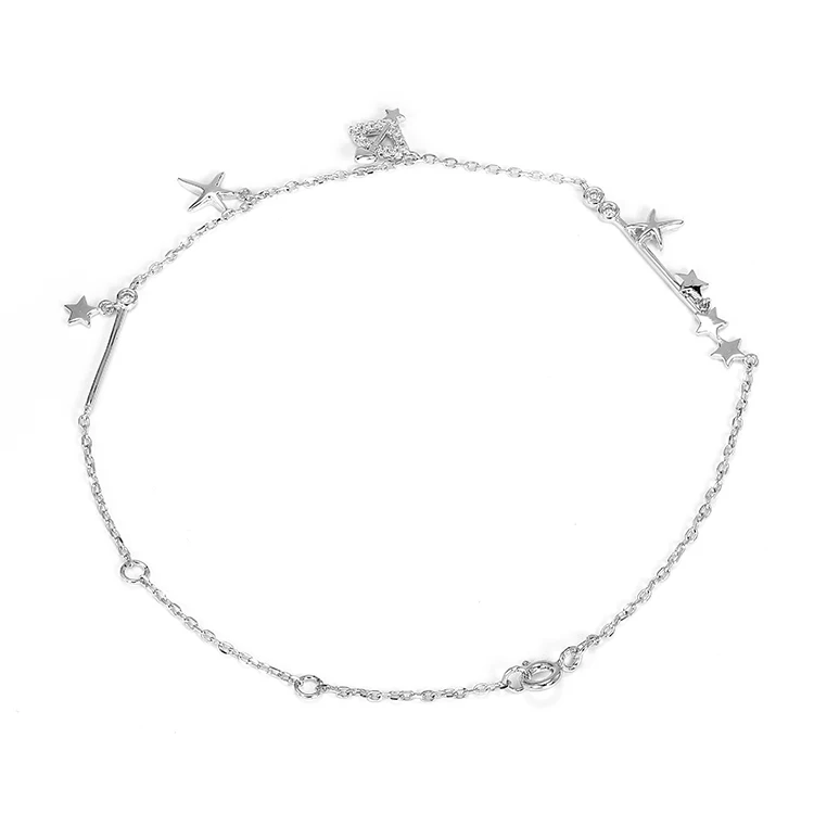 

Latest design women sterling silver anklet stars charm anklet