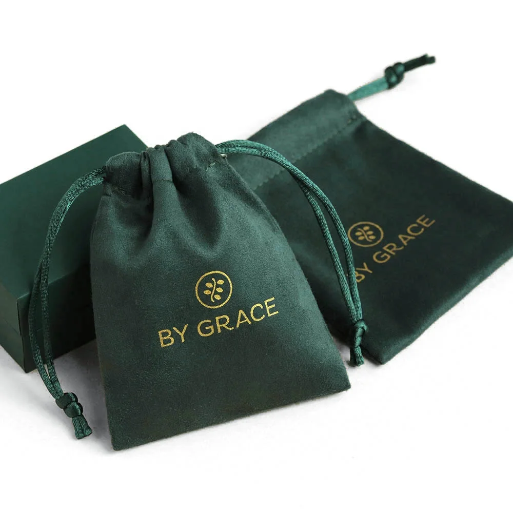 

PandaSew 8*10 cm High Quality jewelry custom size Suede packaging pouch drawstring, Dark green or customized color
