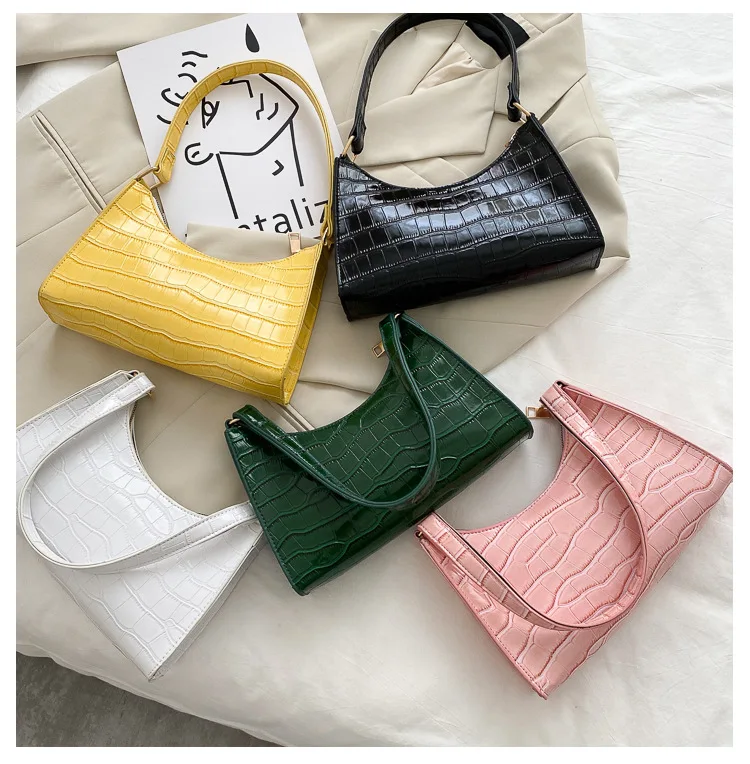 

2021 High Quality Lady Handbag Retro Pu Portable Female Flap Totes New Crocodile Pu Leather Fashion Underarm Bags, Customizable