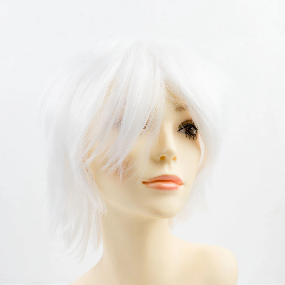 

Free Shipping Cosplay 8 inches Short whit Wig, Synthetic Hair Wig,Synthetic Anime Cosplay Wigs, Colored as coloring or customiation