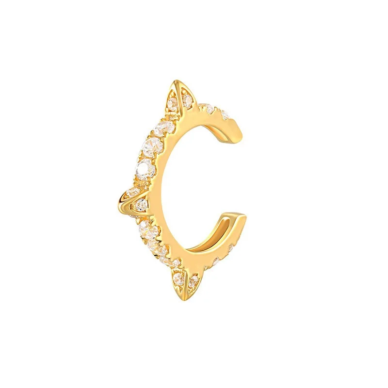

925 Sterling Silver Single Cuff Earrings Crystal Paved Rivet Silver Earring Jewelry Dainty Earring Women Gift