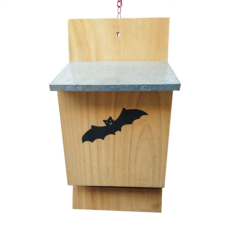 

Outdoors Large Double Chamber Bat Shelter Creates Easy to Land Home Handcrafted Wooden Bat House Box, As picture