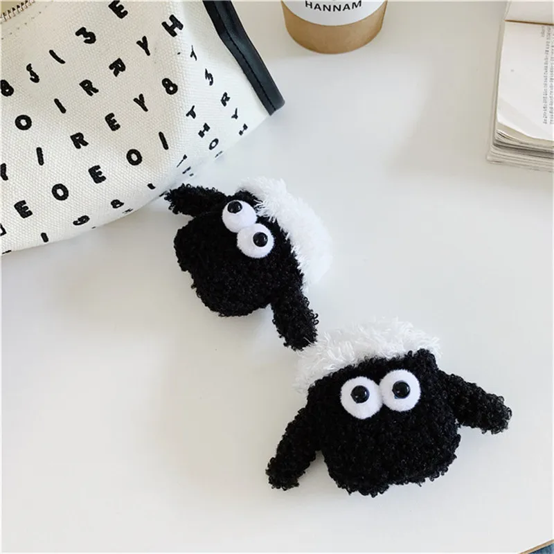 

Creative Cute Plush Stuffed Sheep Headphone Case For Airpods 1 2 3 Soft Cover For Air pod Accessory, Black, white