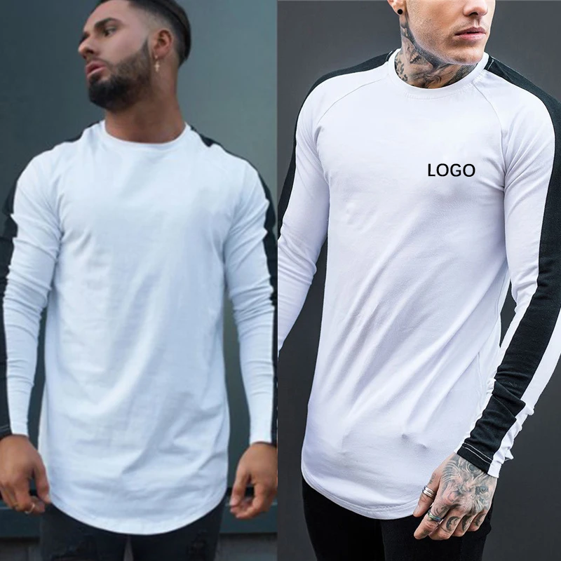 

New Product Spring Solid O Neck Long Sleeve Designer Clothing Men Male Customized LOGO Embroidery Printing Long T shirt